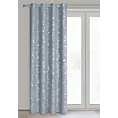 Zasłona jasnoniebieska z błyszczącym srebrzystym nadrukiem w stylu eko 140x250 cm przelotka SOLANA  Eurofirany