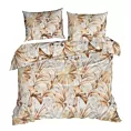 Pościel 160x200 cm bawełniana kolor biały, brązowy z wzorem liści POLA Eurofirany