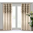 Zasłona ciemnobeżowa zdobiona falbanami z welwetu 140x250 cm przelotka AURA Eurofirany
