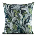 Poszewka na poduszkę 45x45 cm z tkaniny wodoodpornej na taras oraz balkon zdobiona motywem roślinnym zielono, szara GARDEN Eurofirany