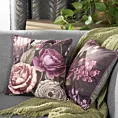 Poszewka na poduszkę 45x45 cm welwetowa, dwustronna z motywem kwiatów z wypustką na brzegach fioletowo, czarna EUROFIRANY PREMIUM