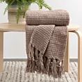 Koc  130x170 cm ciemnobeżowy tkany z frędzlami i wytłaczanym wzorem SUZI Eurofirany