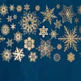 Zasłona granatowo, złota zdobiona świątecznymi śnieżynkami 140x250 cm przelotka ASTRA Eurofirany