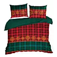 Pościel świąteczna 160x200 cm bawełna ranforce, kolor czerwony, zielony z nadrukiem kraty GLORY Eurofirany