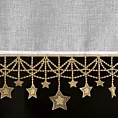 Zazdrostka świąteczna biało, złota z etaminy zdobiona luźno zwisającymi gwiazdkami 30x150 cm tunel - XMAS Eurofirany