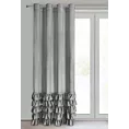 Zasłona srebrna zdobiona falbanami i lśniącymi akcentami z welwetu 140x250 cm przelotka CARLI Eurofirany