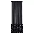 Zasłona czarna zdobiona falbanami i lśniącymi akcentami z welwetu 140x270 cm przelotka CARLI Eurofirany