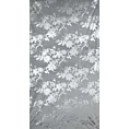 Zasłona stalowo, srebrna zdobiona nadrukiem połyskijących kwiatów 140x250 cm przelotka - CELIA Eurofirany