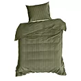 Pościel 140x200 cm satyna bawełniana kolor oliwkowy w drobne prążki VERA Eurofirany