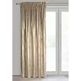 Zasłona beżowo, szampańska zdobiona błyszczącym przecieranym wzorem z welwetu 140x270 cm taśma RENIA Eurofirany