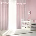 Firana różowa z etaminy zdobiona taśmą dekoracyjną z trójwymiarowymi księżycami 140x250 cm przelotka MOON Eurofirany