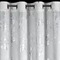 Zasłona biało, srebrna zdobiona nadrukiem połyskujących kwiatów 140x250 cm przelotka - CELIA Eurofirany