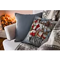 Poszewka na poduszkę 45x45 cm bawełniana, gobelinowa z mieszanki włókien zdobiona nadrukiem Mikołaja popielato, czerwona GOB Eurofirany