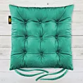 Poduszka na krzesło dwustronna 40 x 40 x 6 cm welwetowa turkusowa z dziewięcioma pikowaniami Eurofirany
