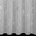 Firana szyta na przelotkach biało srebrna z tkaniny typu ADEN z efektem deszczyku, zdobionej niereguralnym srebrnym nadrukiem, wykończona obciążnikiem