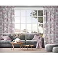 Zasłona srebrna w różowe kwiaty z etaminy 140x300 cm taśma SHERRY Eurofirany