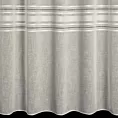 Firana szyta na taśmie 5 cm kremowa z matowej tkaniny o naturalnym wyglądzie z ażurowymi pasami, wykończona obciążnikiem