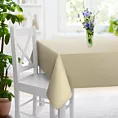 Obrus szyty ciemnokremowy z miękkiej tkaniny o welurowej strukturze