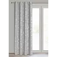Zasłona srebrna z błyszczącym nadrukiem w stylu eko 140x250 cm przelotka SOLANA Eurofirany