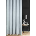 Zasłona szyta na taśmie fala błękitno jasnoszara z półprzezroczystej tkaniny o wyglądzie drobnego deszczyku i delikatnym połysku, wykończona obciążnikiem
