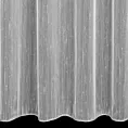 Firana szyta na tunelu jasnoszara z tkaniny w pionowe, cienkie pasy, wykończona obciążnikiem