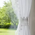 Komplet białych firan 2 szt zdobionych koronką z perełkami, troczek w zestawie 140x270 cm taśma LARISA Eurofirany