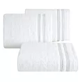 Ręcznik kąpielowy 50x90 cm bawełniany kolor biały z subtelną bordiurą w paseczki 500 g/m2 ALLY Eurofirany