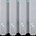 Firana szyta na flexach biało turkusowa z matowej tkaniny ADEN haftowanej w dziecięcy wzór