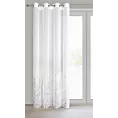 Firana biało, srebrzysta zdobiona nadrukiem przecierki 140x250 cm przelotka OLIVIA Eurofirany
