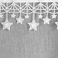 Firana świąteczna biała z etaminy zdobiona aplikacją z motywem gwiazdek 140x250 cm przelotki - XMAS Eurofirany