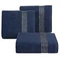 Ręcznik do rąk 30x50 cm bawełniany kolor granatowy zdobiony paseczkami 500 g/m2 LILA Eurofirany