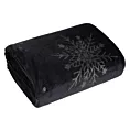 Koc świąteczny 150x200 cm czarno, złoty zdobiony nadrukiem śnieżynek Eurofirany