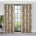 Zasłona biało, musztardowa z błyszczącym wzorem egzotycznych liści z welwetu 140x250 cm przelotka ADEL Eurofirany