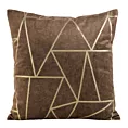 Poszewka na poduszkę 45x45 cm welwetowa z złotym nadrukiem geometrycznym ciemnobrązowa BLINK 29 Eurofirany