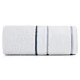 Ręcznik kąpielwoy 50x90 cm bawełniany kolor biały z welwetową bordiurą i kontrastującymi paseczkami 500 g/m2 NEL Eurofirany