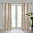 Zasłona beżowo szampańska zdobiona nadrukiem liści 140x250 cm złota przelotka - MILENA Eurofirany