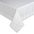 Obrus biały 145x350 cm KARIN z ozdobną listwą oraz srebrną wypustką w eleganckim opakowaniu