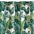 Zasłona biało, zielona z błyszczącym wzorem egzotycznych liści z welwetu 140x250 cm przelotka DAVOS  Eurofirany