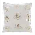 Poszewka na poduszkę 45x45 cm welwetowa z symetrycznym nadrukiem pszczół biało, złocista BILNK Eurofirany