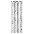 Zasłona biało, srebrna z nadrukiem roślinnym z etaminy 140x250 cm przelotka SERMA Eurofirany