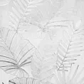 Zasłona  biało, srebrna zdobiona błyszczącym motywem egzotycznych liści 140x250 cm przelotki - ZARIA - Eurofirany