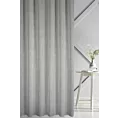 Firana szyta na przelotkach srebrna z matowej tkaniny o strukturze siatki, w stylu eko, wykończona obciążnikiem