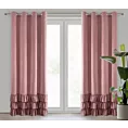 Zasłona ciemnoróżowa z welwetu zdobiona trzema subtelnymi falbanami 140x250 cm przelotka MEGI Eurofirany
