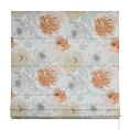 Roleta rzymska jasnokremowo pomarańczowa z tkaniny o naturalnym splocie z kwiatowym nadrukiem