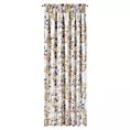 Zasłona biało, musztardowa w kwiaty z tkaniny welwetowej 140x270 taśma ALISON Eurofirany