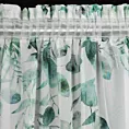 Dekoracja okienna biało, zielona zdobiona subtelnymi listeczkami 350x250 cm taśma BETSY Eurofirany