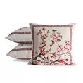 Poszewka na poduszkę 45x45 cm bawełniana, gobelinowa inspirowana japońskim motywem kwiatu wiśni różowo, naturalna THAI Eurofirany
