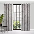 Zasłona beżowo, grafitowa z marmurkowym wzorem, welwetowa 140x250 cm przelotka WERA Eurofirany