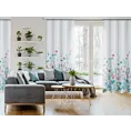 Zasłona biało, niebieska z nadrukiem malowanych kwiatów z etaminy 140x250 cm przelotka LILIAN Eurofirany