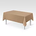 Obrus szyty jasnobrązowy z miękkiej półmatowej tkaniny welwetowej